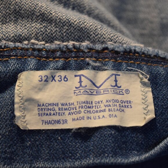 1970s MAVERICK Vintage Mens Jeans 32x 36 Disco Wide Leg Flare Denim EXCELLENT - Picture 8 of 15